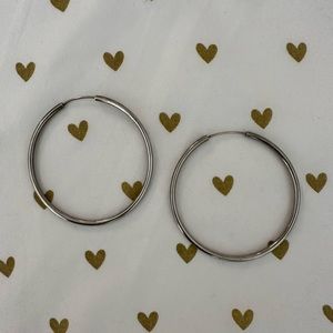 Sterling silver 2 1/2 inch round hoop earrings